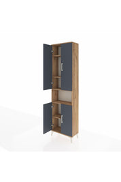 Arges Dolap 5 Raflı 4 Kapaklı 60x30x221 Çam-Antrasit