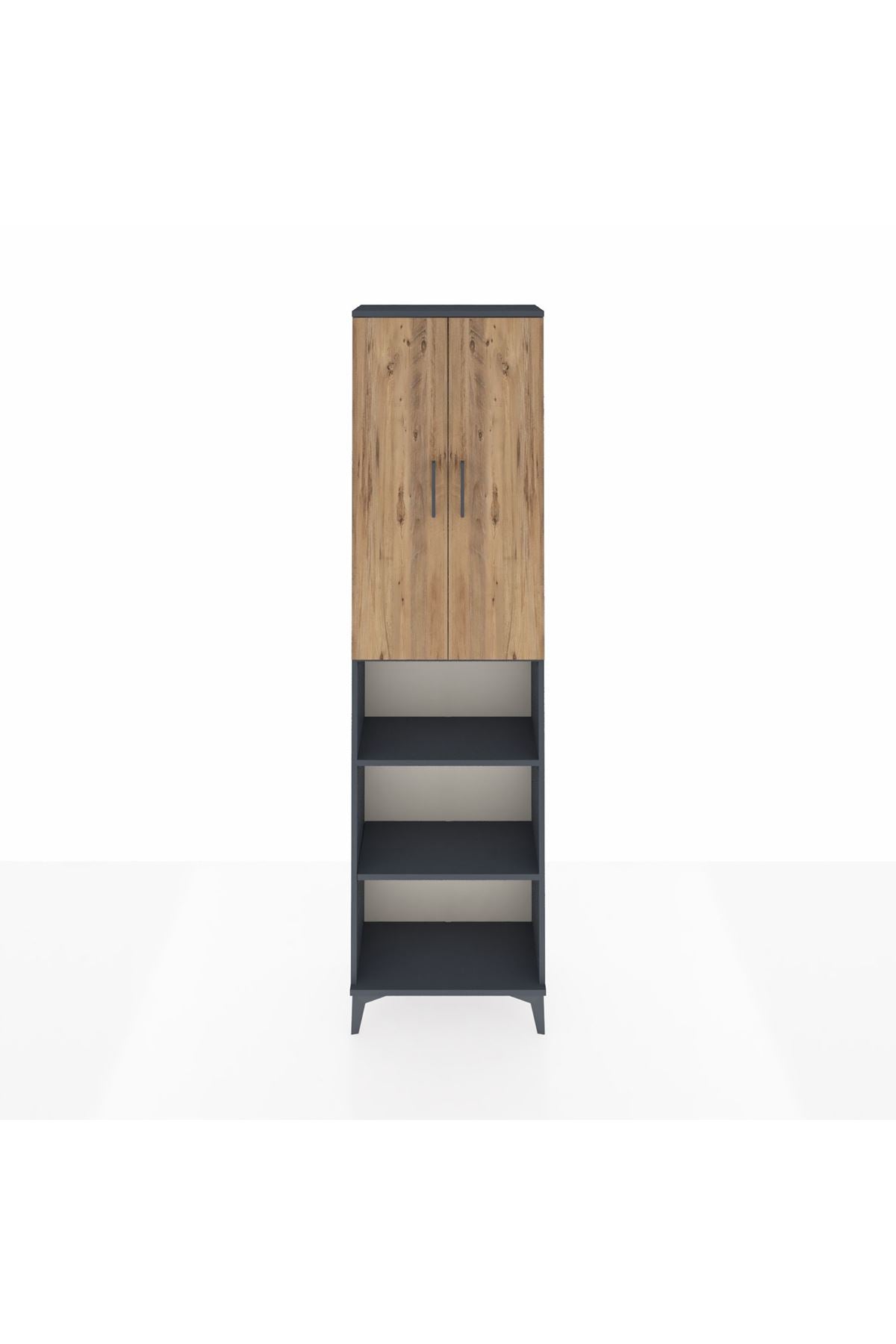 Arges Dolap 5 Raflı 2 Kapaklı 60x30x221 Antrasit-Çam