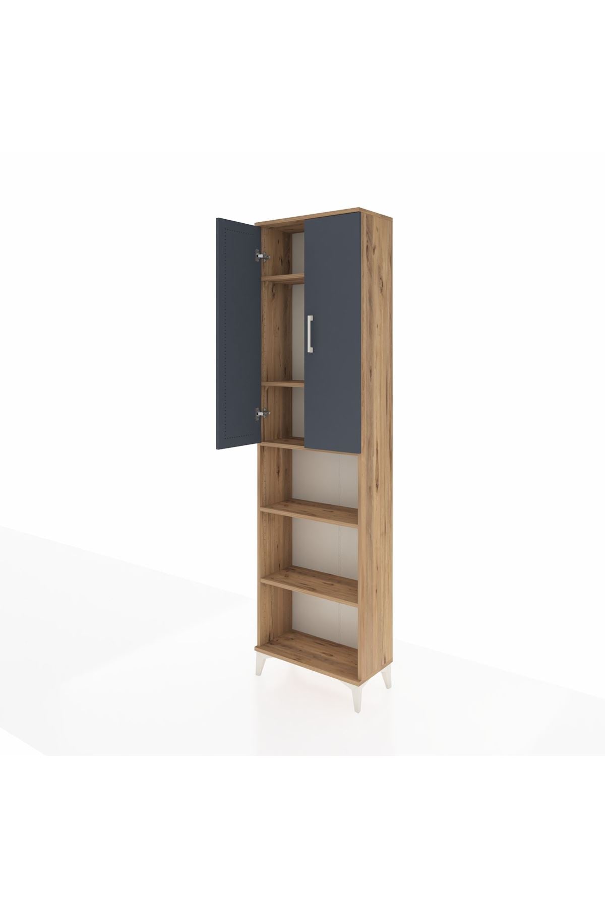 Arges Dolap 5 Raflı 2 Kapaklı 60x30x221 Çam-Antrasit