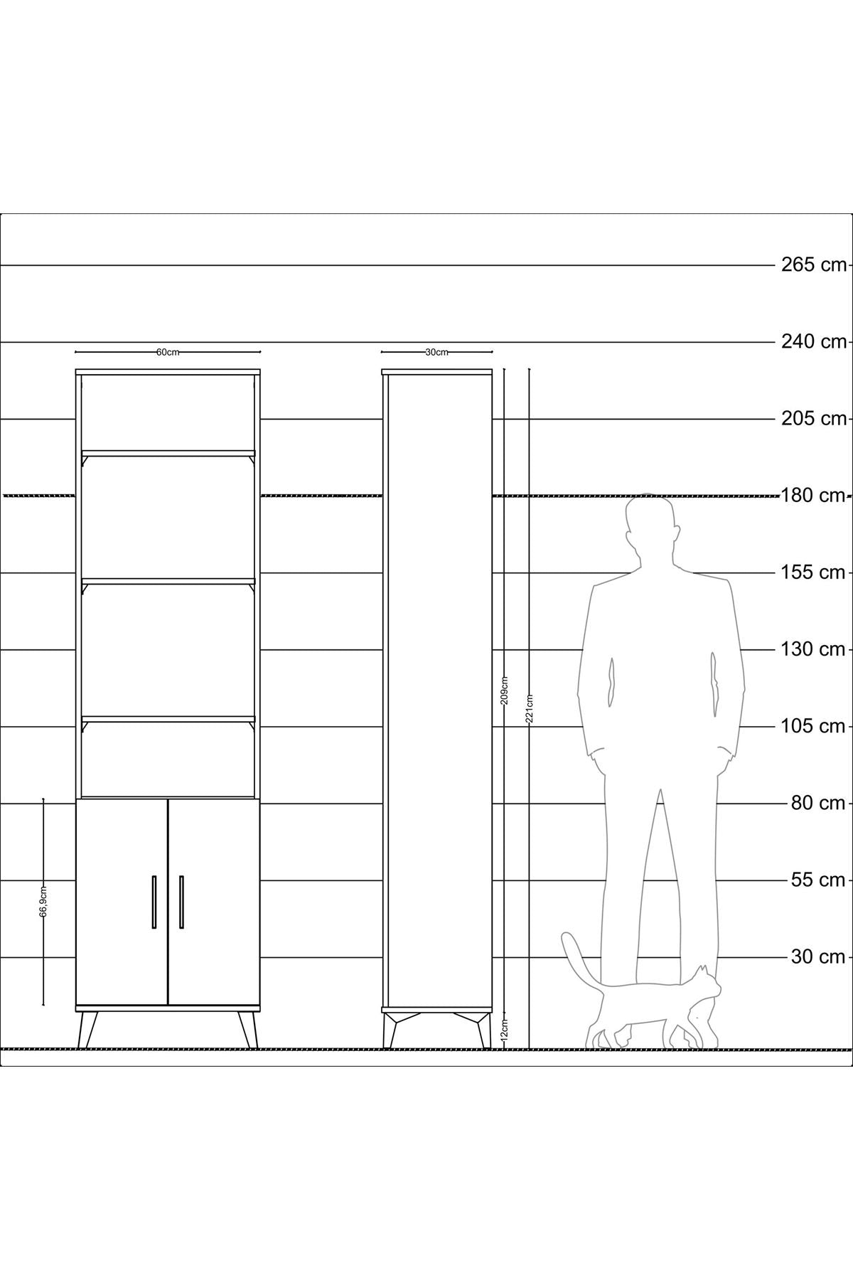 Arges Dolap 5 Raflı 2 Kapaklı 60x30x221 Antrasit-Antrasit