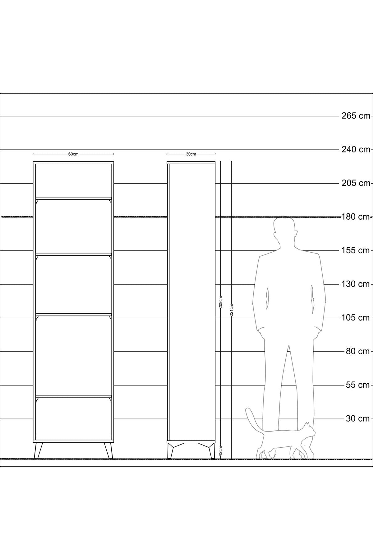 Arges Dolap 4 Raflı 60x30x221 Antrasit-Aytaşı