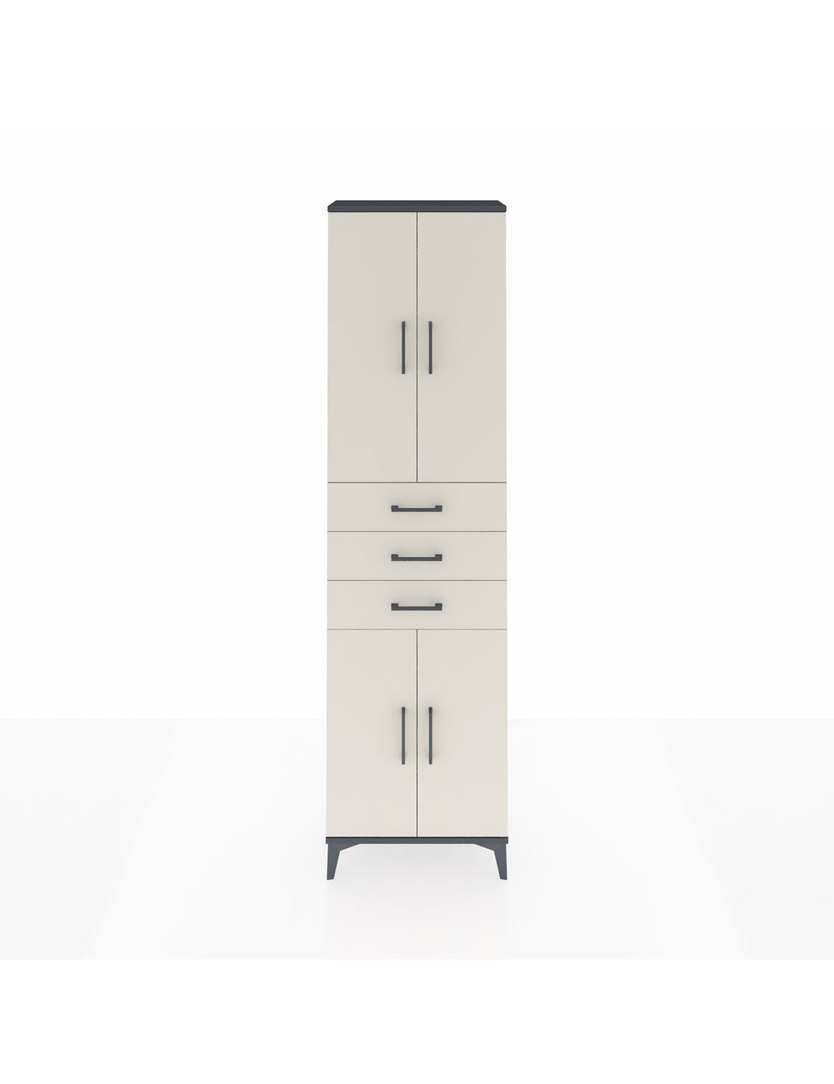 Arges Dolap 4 Raflı 3 Çekmeceli 4 Kapaklı 60x30x221 Antrasit-Aytaşı