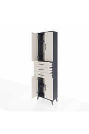 Arges Dolap 4 Raflı 3 Çekmeceli 4 Kapaklı 60x30x221 Antrasit-Aytaşı