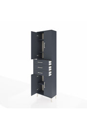 Arges Dolap 4 Raflı 3 Çekmeceli 4 Kapaklı 60x30x221 Antrasit-Antrasit