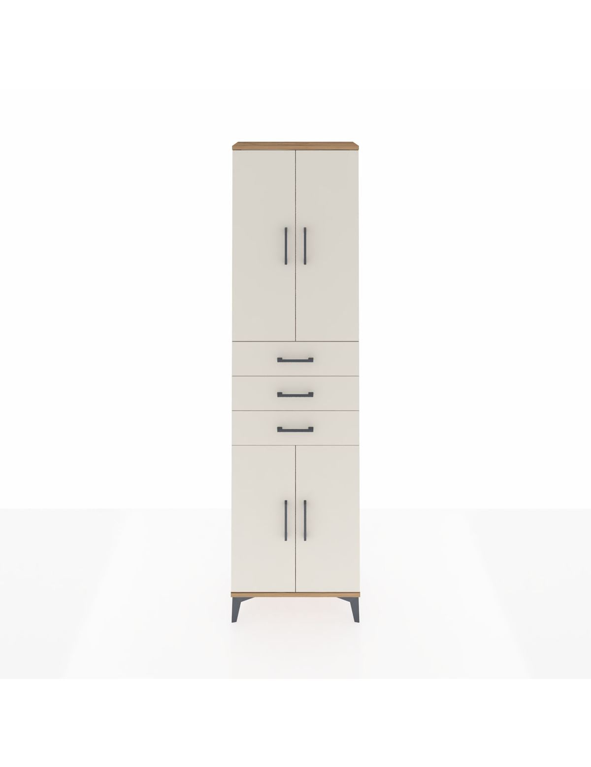 Arges Dolap 4 Raflı 3 Çekmeceli 4 Kapaklı 60x30x221 Çam-Aytaşı