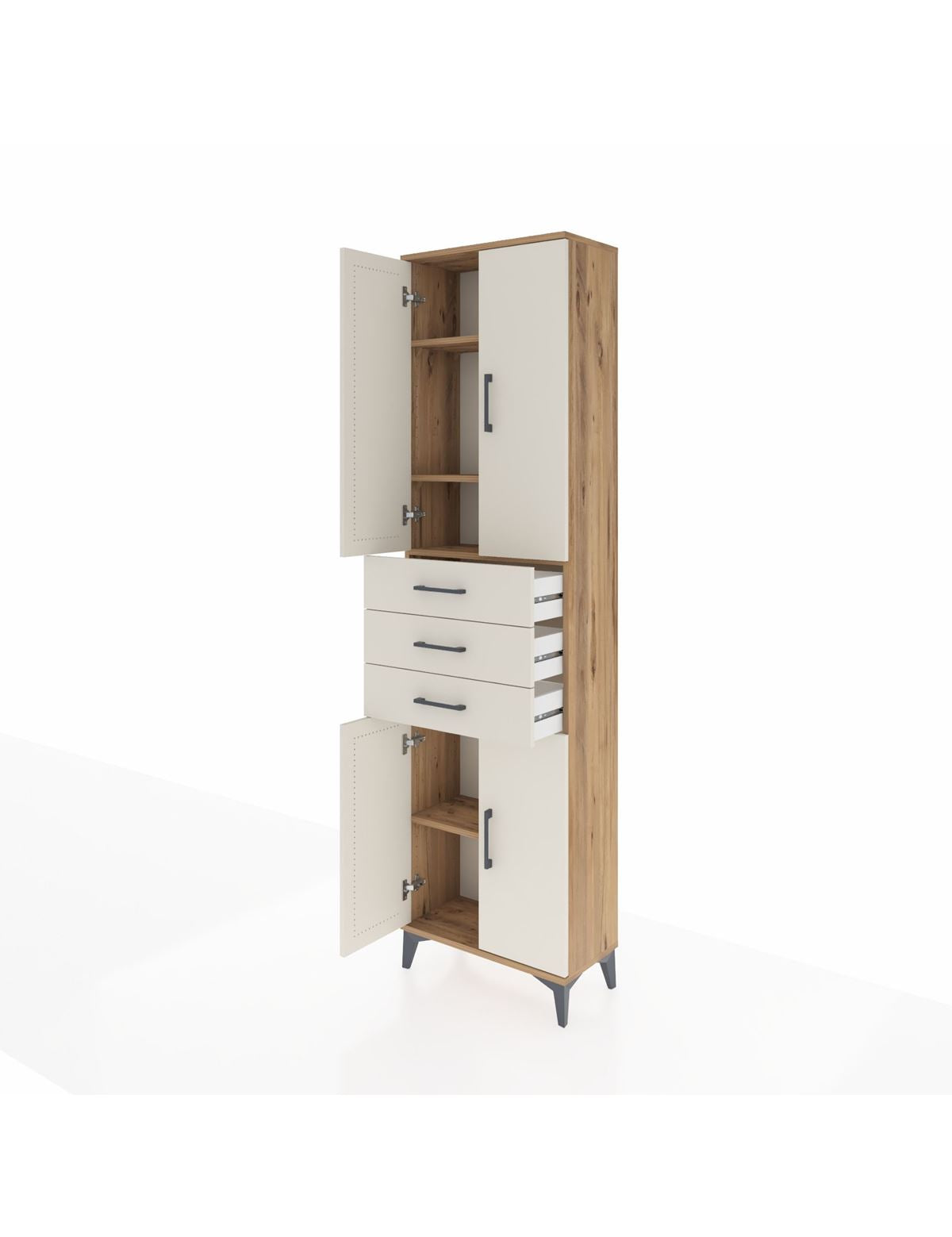Arges Dolap 4 Raflı 3 Çekmeceli 4 Kapaklı 60x30x221 - S29M212V7A