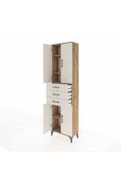 Arges Dolap 4 Raflı 3 Çekmeceli 4 Kapaklı 60x30x221 Çam-Aytaşı