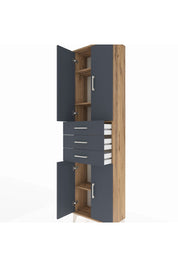 Arges Dolap 4 Raflı 3 Çekmeceli 4 Kapaklı 60x30x221 Çam-Antrasit