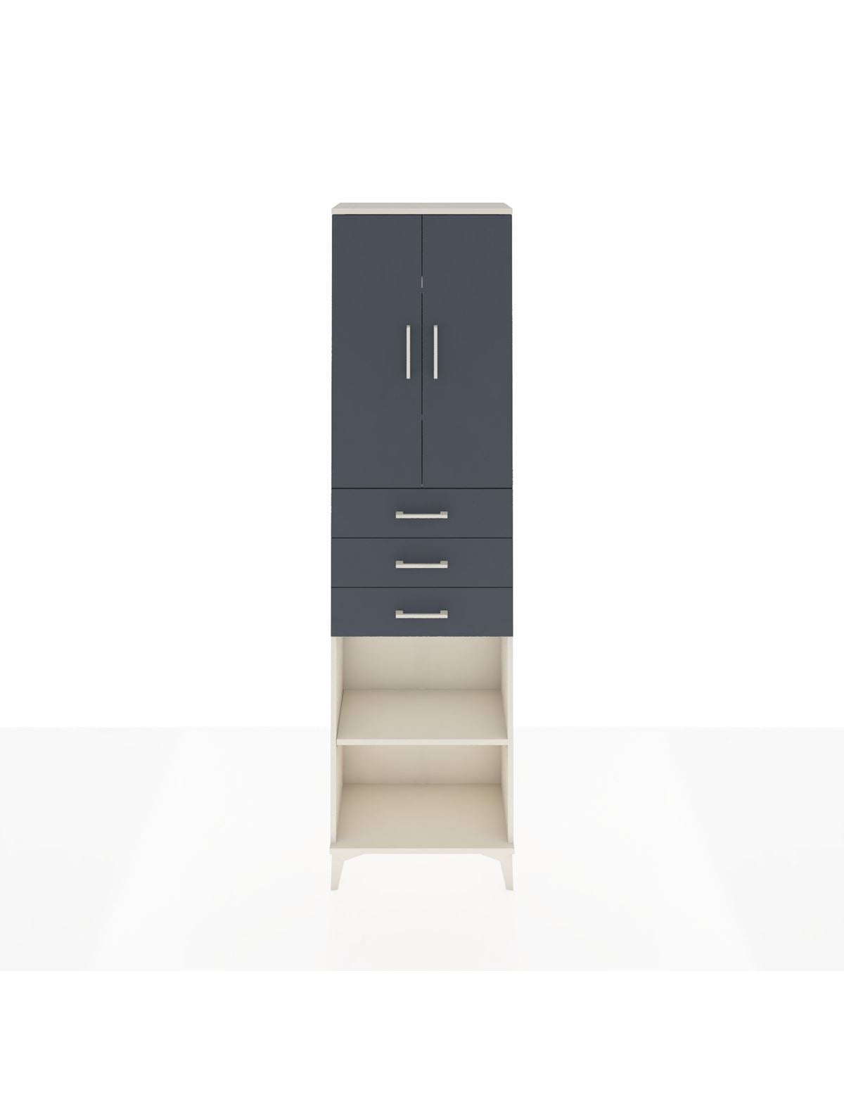 Arges Dolap 4 Raflı 3 Çekmeceli 2 Kapaklı 60x30x221 Aytaşı-Antrasit