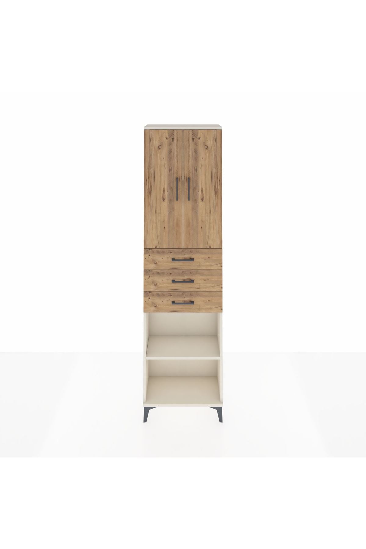 Arges Dolap 4 Raflı 3 Çekmeceli 2 Kapaklı 60x30x221 Aytaşı-Çam