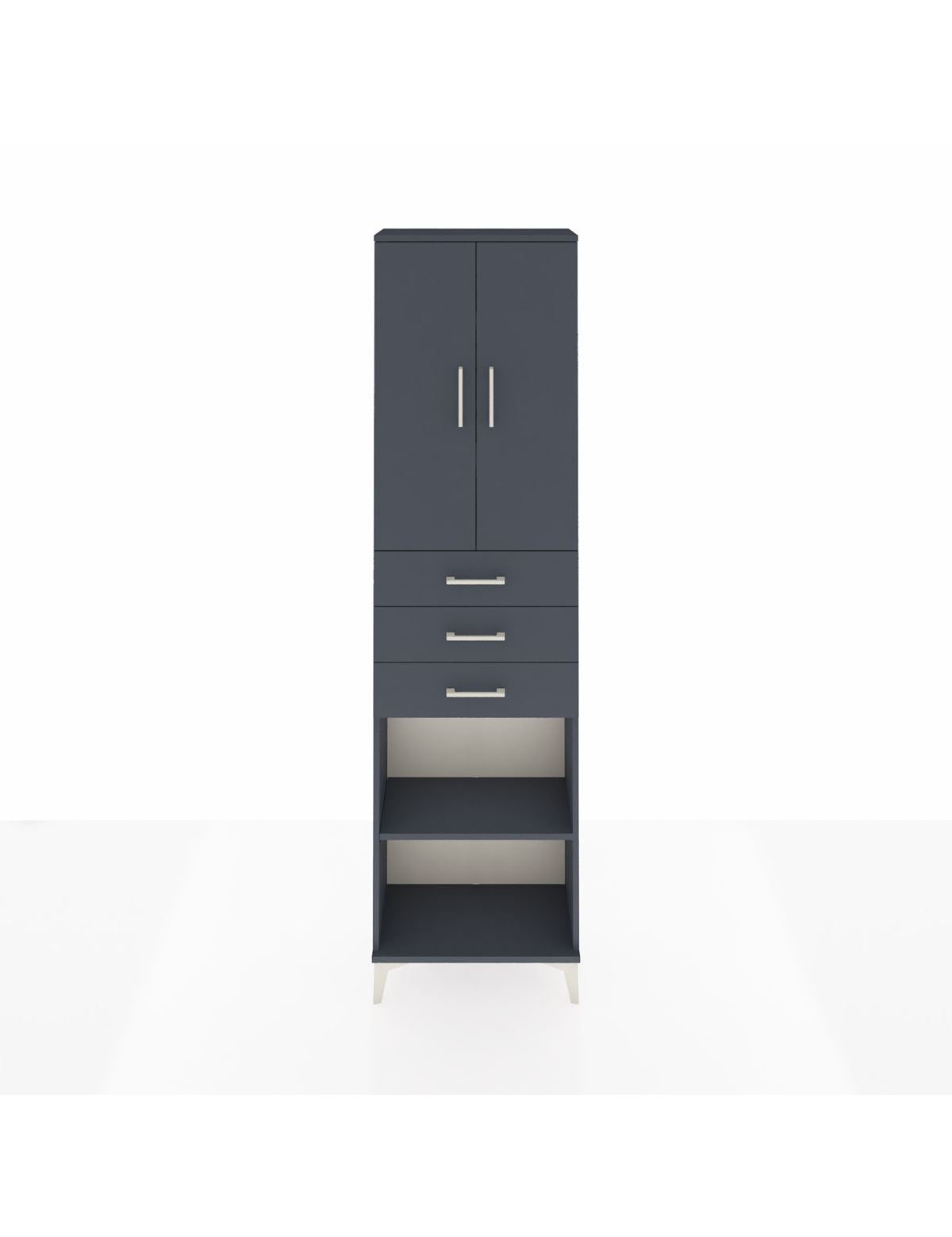 Arges Dolap 4 Raflı 3 Çekmeceli 2 Kapaklı 60x30x221 Antrasit-Antrasit