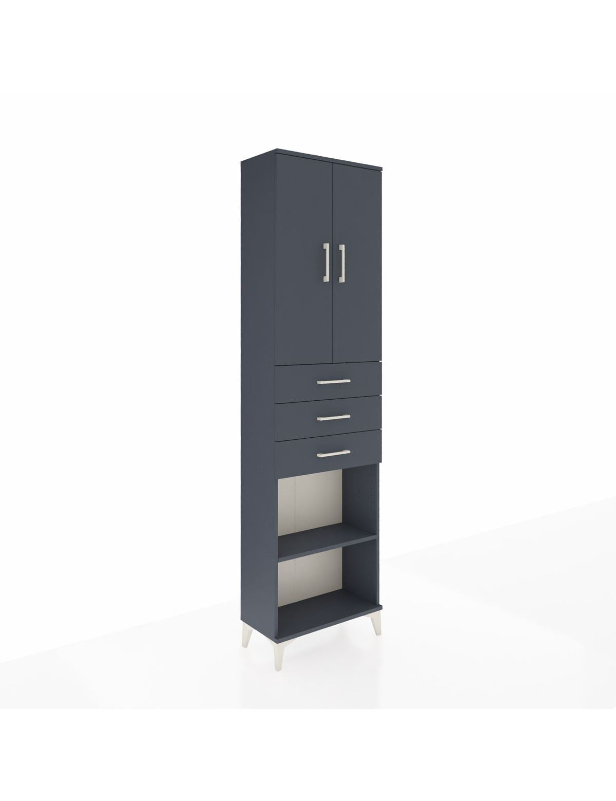 Arges Dolap 4 Raflı 3 Çekmeceli 2 Kapaklı 60x30x221 Antrasit-Antrasit