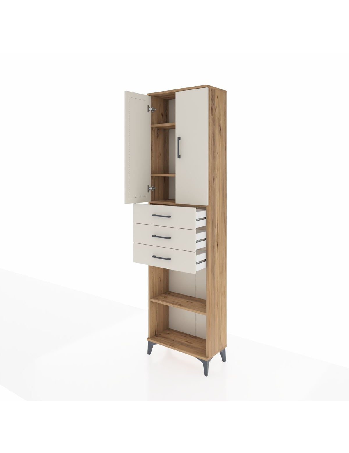 Arges Dolap 4 Raflı 3 Çekmeceli 2 Kapaklı 60x30x221 - S29M213V7A
