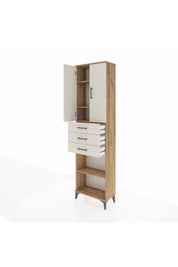 Arges Dolap 4 Raflı 3 Çekmeceli 2 Kapaklı 60x30x221 Çam-Aytaşı