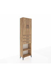 Arges Dolap 4 Raflı 3 Çekmeceli 2 Kapaklı 60x30x221 Çam-Çam