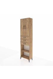 Arges Dolap 4 Raflı 3 Çekmeceli 2 Kapaklı 60x30x221 Çam-Çam