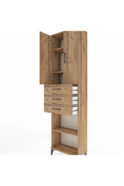 Arges Dolap 4 Raflı 3 Çekmeceli 2 Kapaklı 60x30x221 Çam-Çam
