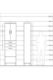 Arges Dolap 4 Raflı 3 Çekmeceli 2 Kapaklı 60x30x221 Çam-Çam