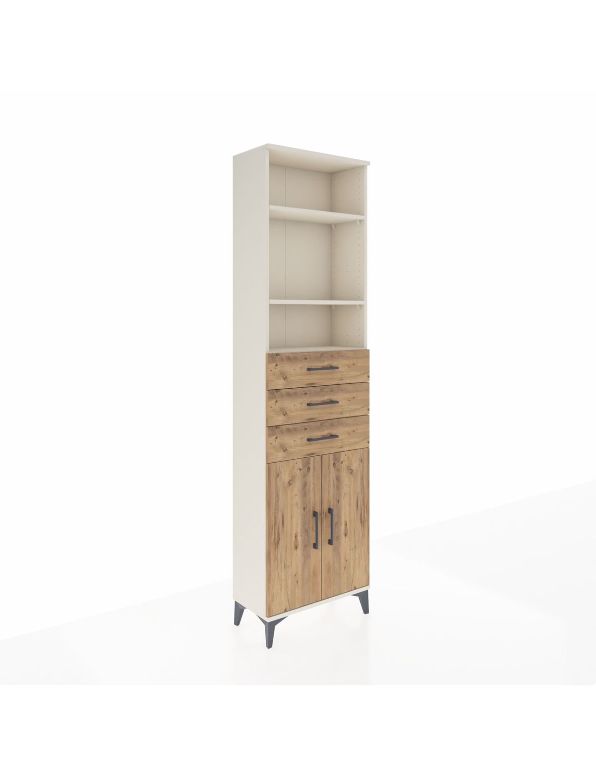 Arges Dolap 4 Raflı 3 Çekmeceli 2 Kapaklı 60x30x221 Aytaşı-Çam