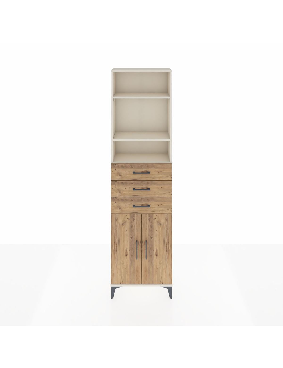 Arges Dolap 4 Raflı 3 Çekmeceli 2 Kapaklı 60x30x221 Aytaşı-Çam