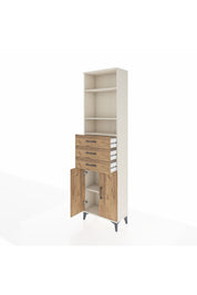 Arges Dolap 4 Raflı 3 Çekmeceli 2 Kapaklı 60x30x221 Aytaşı-Çam
