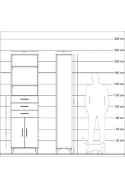 Arges Dolap 4 Raflı 3 Çekmeceli 2 Kapaklı 60x30x221 Aytaşı-Çam