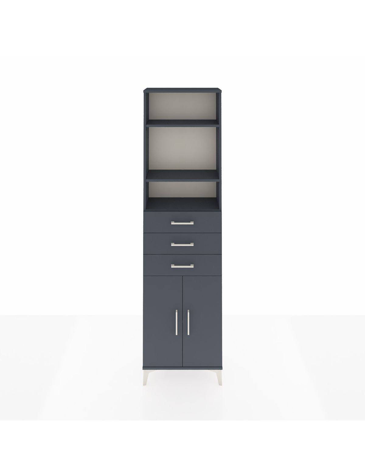 Arges Dolap 4 Raflı 3 Çekmeceli 2 Kapaklı 60x30x221 Antrasit-Antrasit