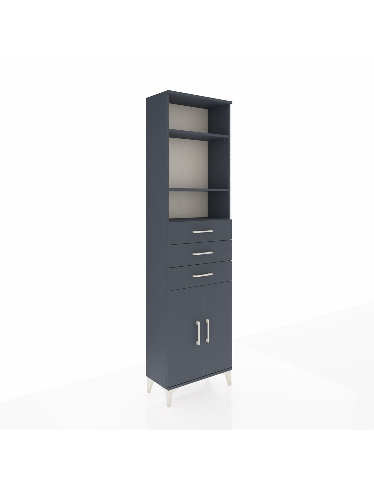 Arges Dolap 4 Raflı 3 Çekmeceli 2 Kapaklı 60x30x221 Antrasit-Antrasit