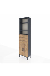 Arges Dolap 4 Raflı 3 Çekmeceli 2 Kapaklı 60x30x221 Antrasit-Çam