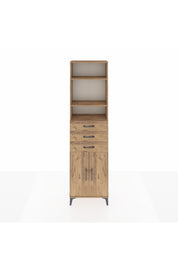 Arges Dolap 4 Raflı 3 Çekmeceli 2 Kapaklı 60x30x221 Çam-Çam