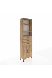 Arges Dolap 4 Raflı 3 Çekmeceli 2 Kapaklı 60x30x221 Çam-Çam