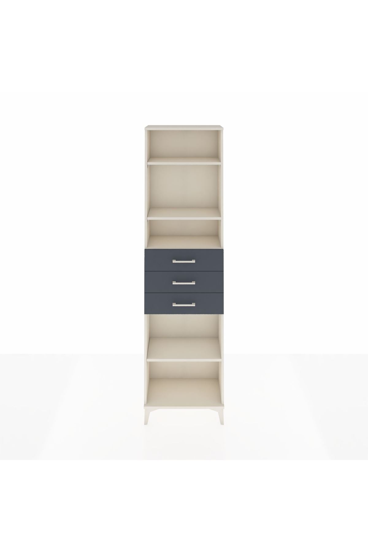 Arges Dolap 4 Raflı 3 Çekmeceli 60x30x221 Aytaşı-Antrasit