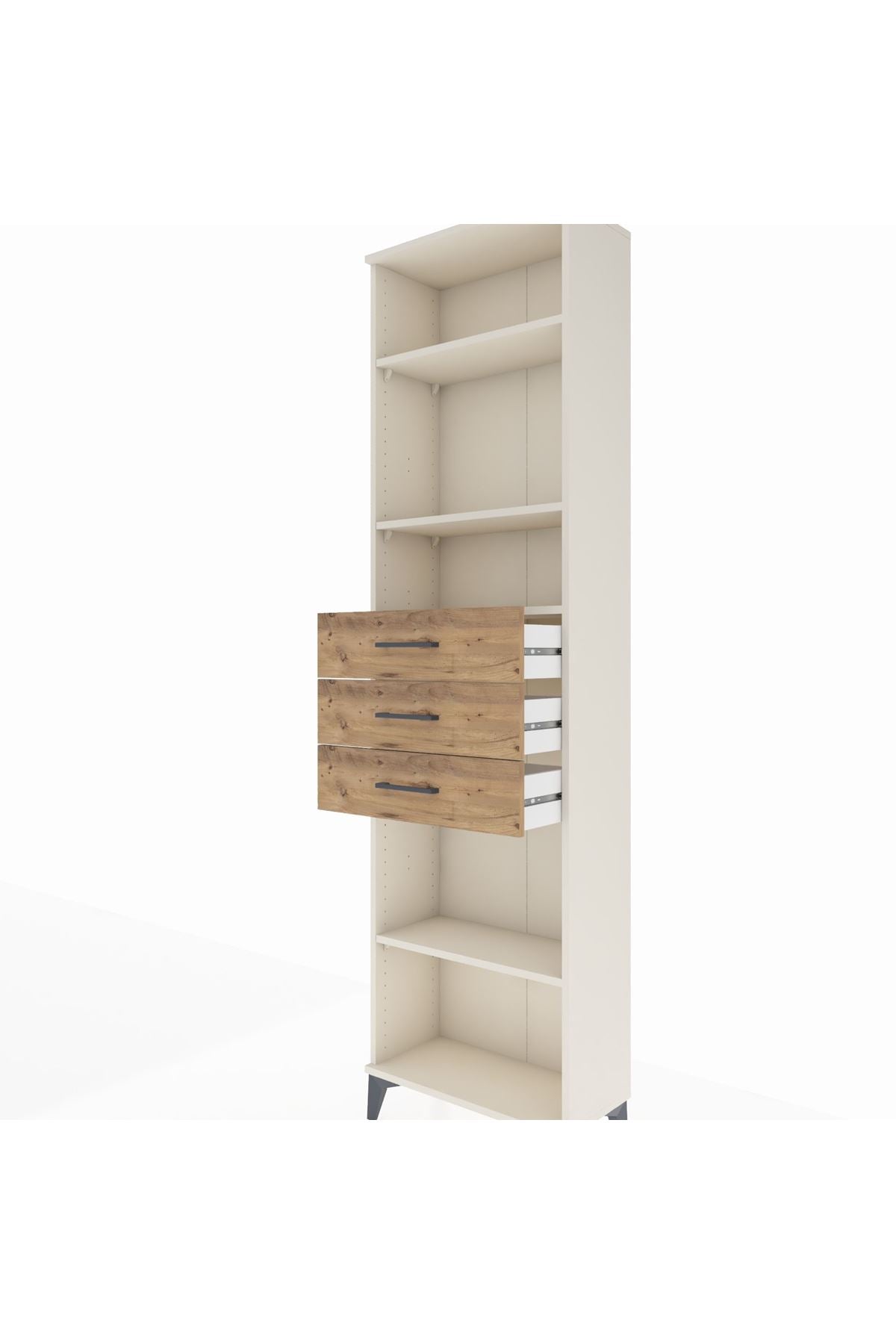 Arges Dolap 4 Raflı 3 Çekmeceli 60x30x221 Aytaşı-Çam