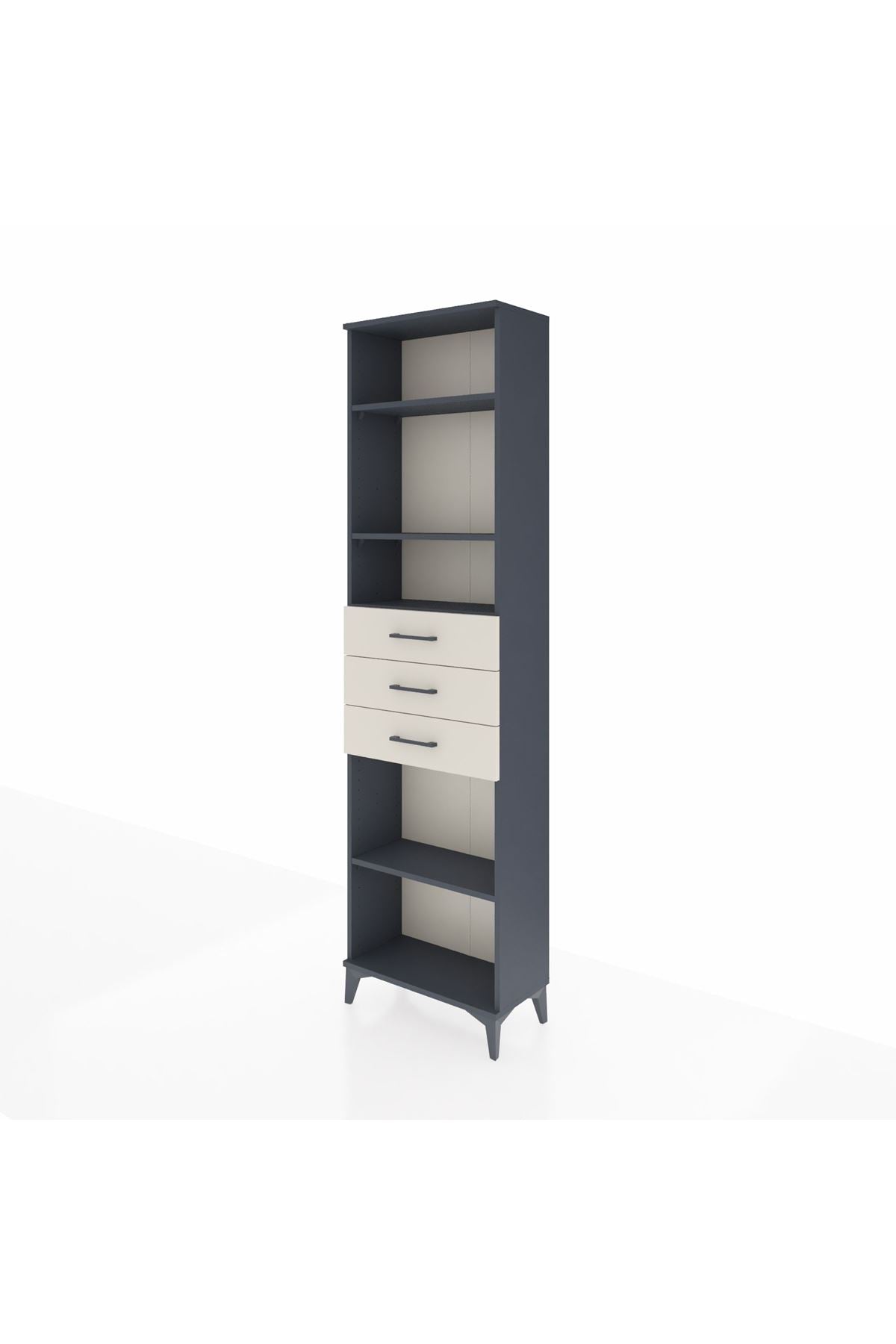 Arges Dolap 4 Raflı 3 Çekmeceli 60x30x221 Antrasit-Aytaşı