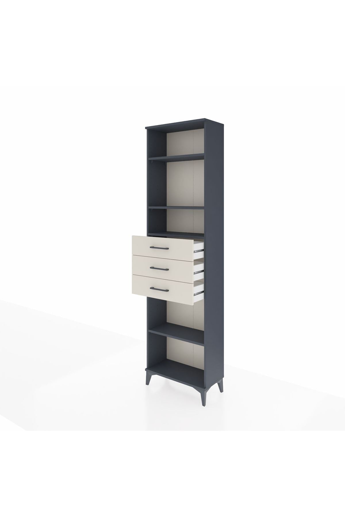 Arges Dolap 4 Raflı 3 Çekmeceli 60x30x221 Antrasit-Aytaşı