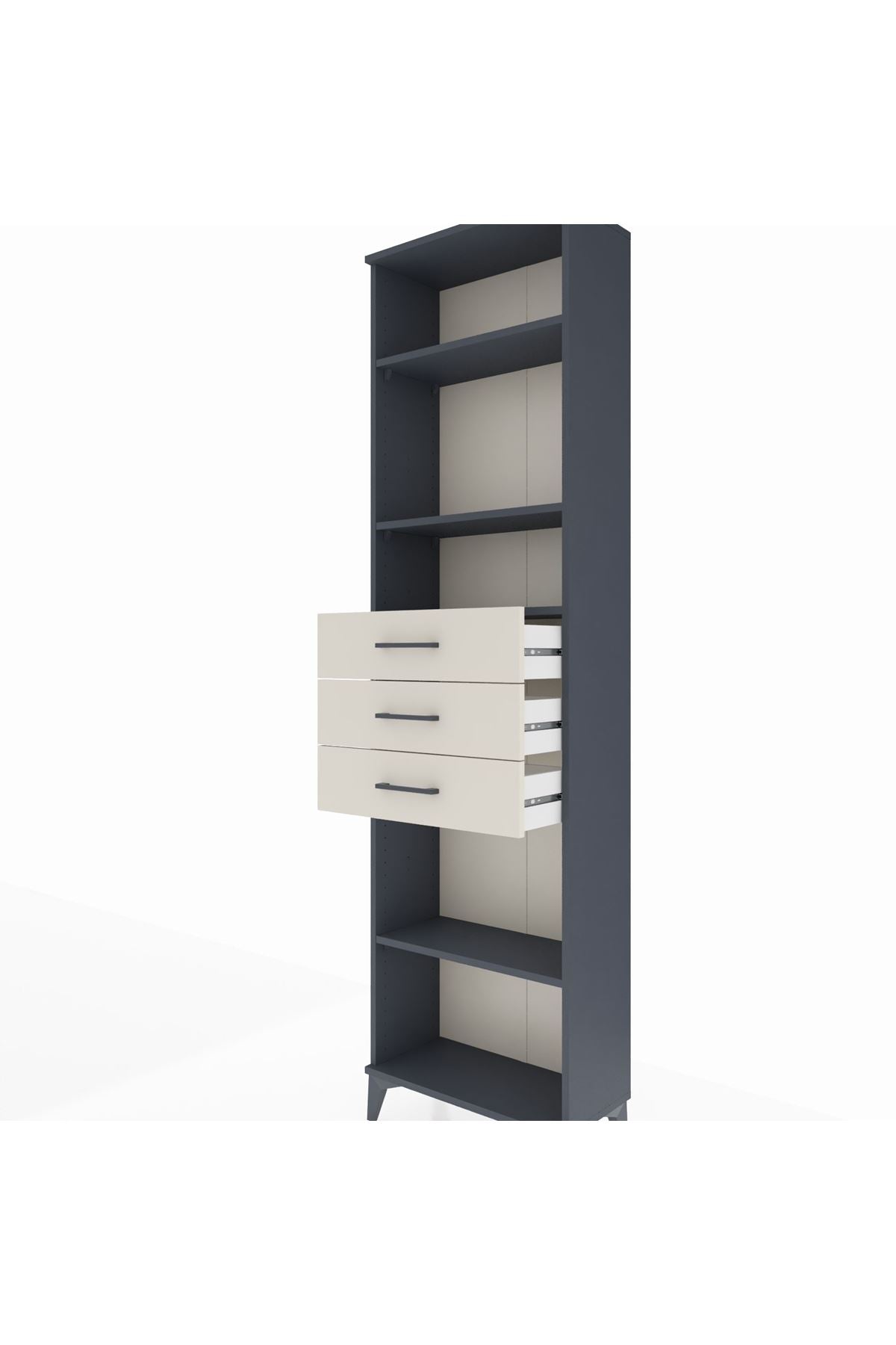 Arges Dolap 4 Raflı 3 Çekmeceli 60x30x221 Antrasit-Aytaşı