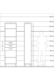 Arges Dolap 4 Raflı 3 Çekmeceli 60x30x221 Antrasit-Aytaşı