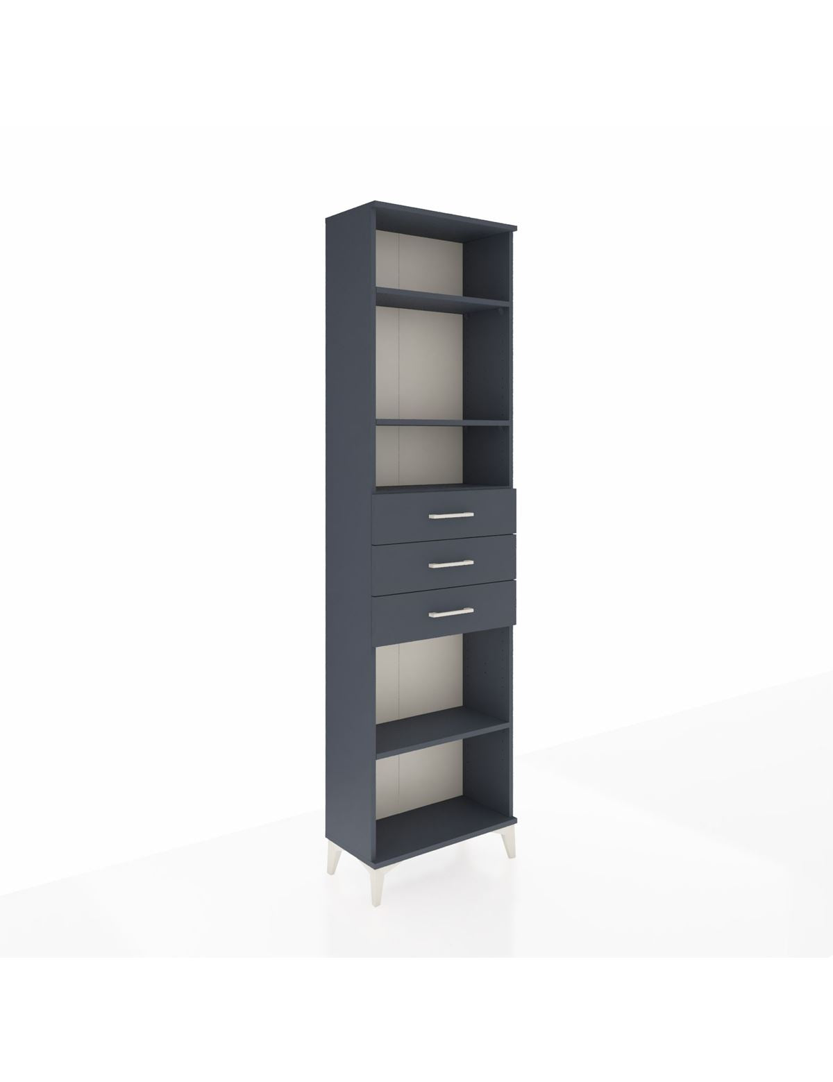 Arges Dolap 4 Raflı 3 Çekmeceli 60x30x221 Antrasit-Antrasit