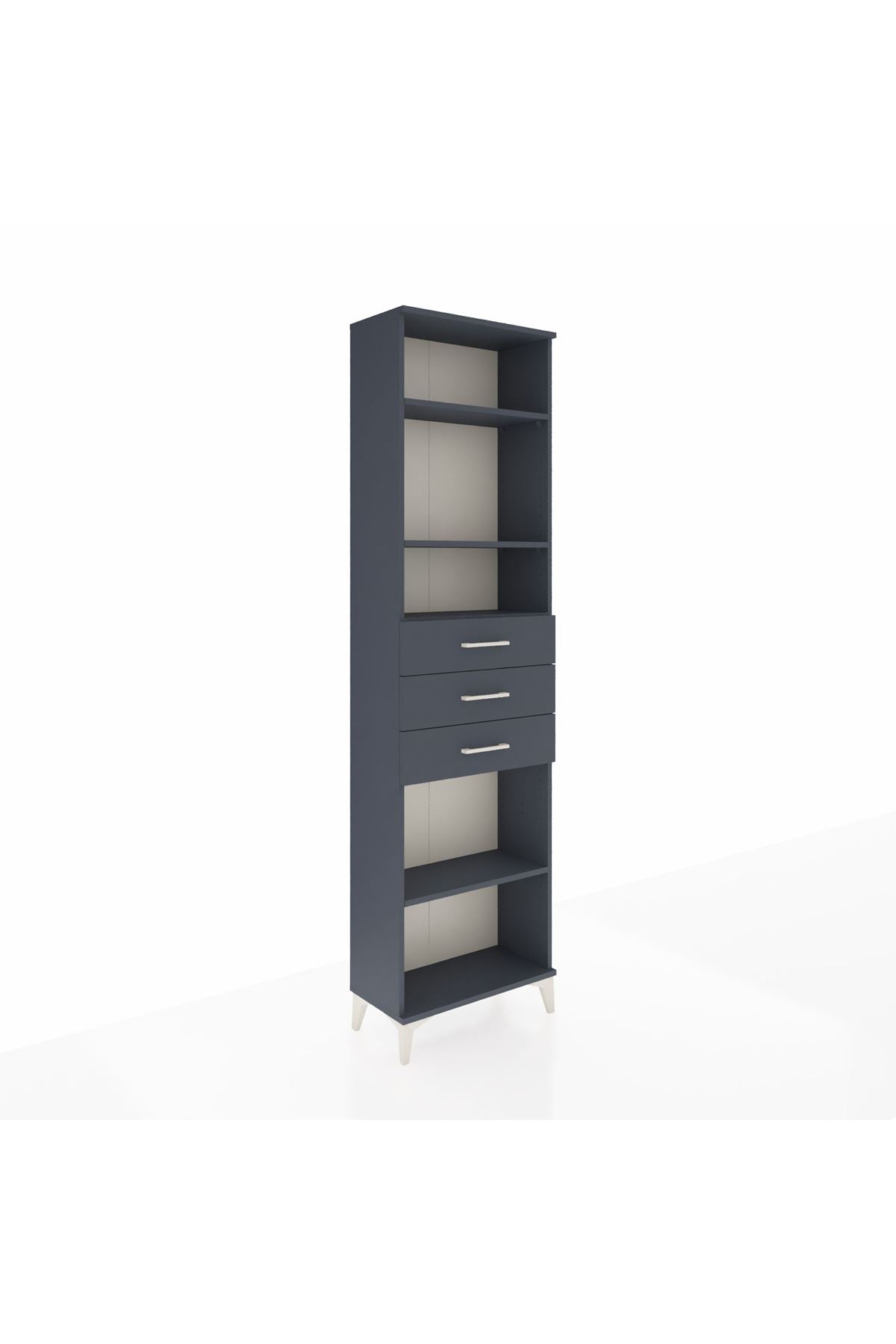 Arges Dolap 4 Raflı 3 Çekmeceli 60x30x221 Antrasit-Antrasit