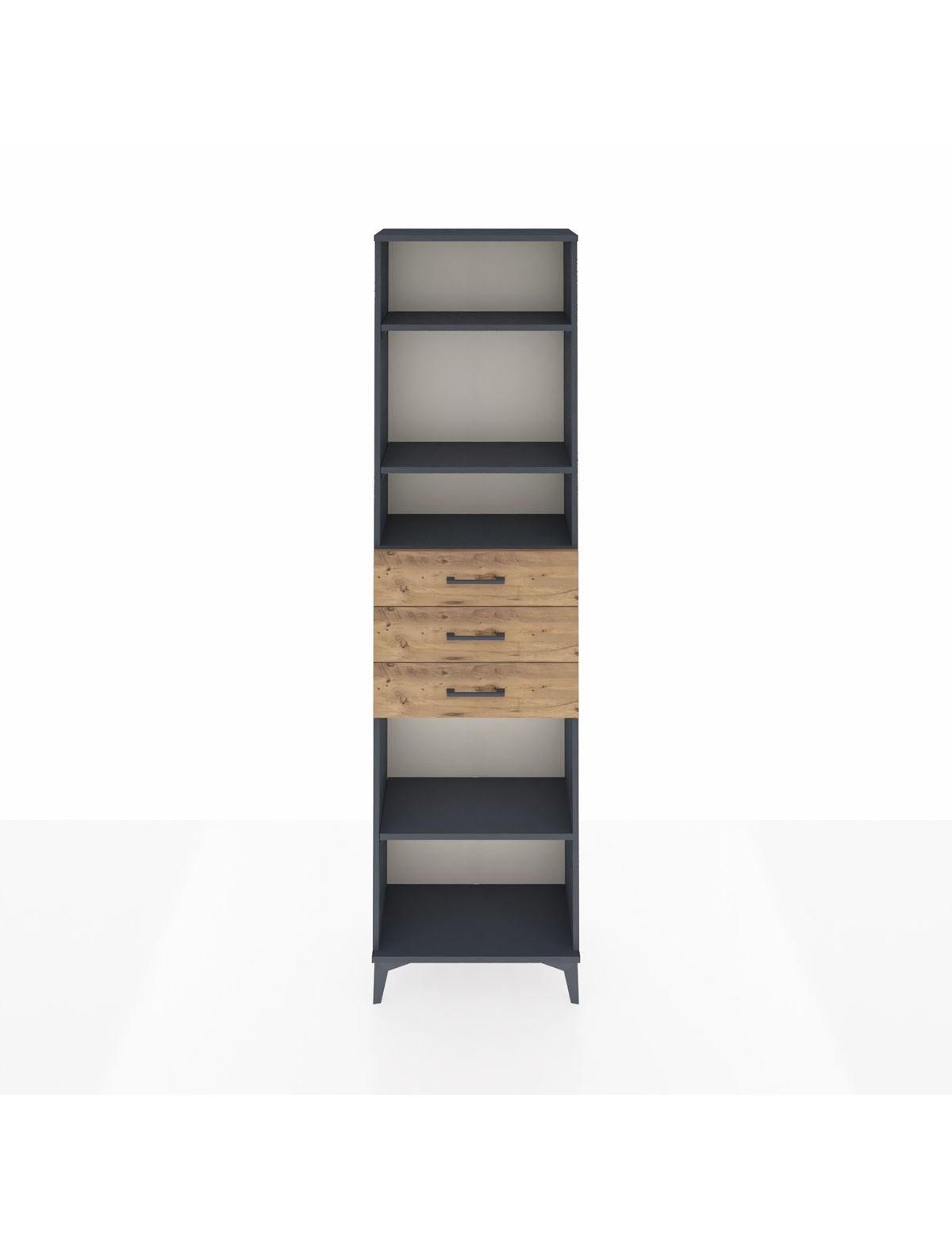 Arges Dolap 4 Raflı 3 Çekmeceli 60x30x221 Antrasit-Çam