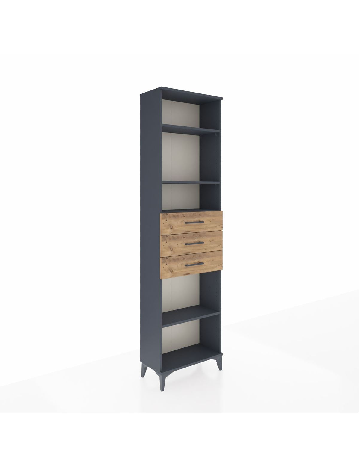 Arges Dolap 4 Raflı 3 Çekmeceli 60x30x221 Antrasit-Çam