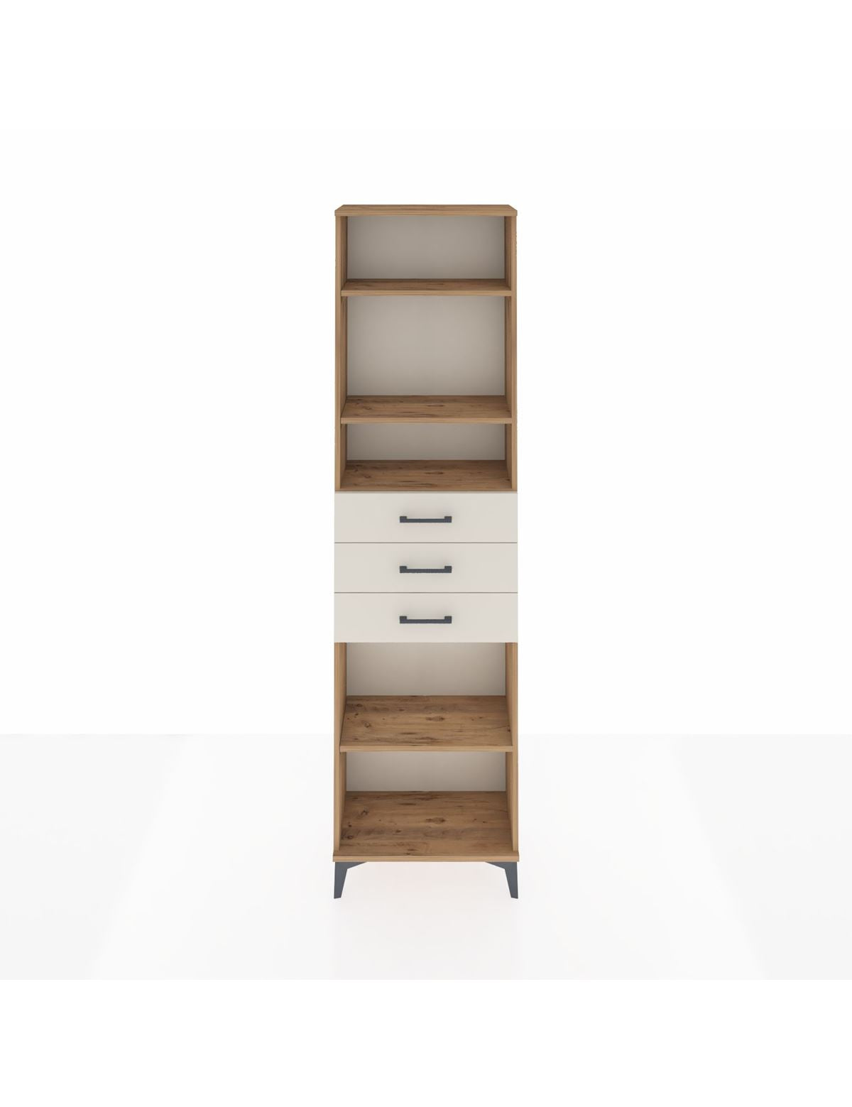 Arges Dolap 4 Raflı 3 Çekmeceli 60x30x221 Çam-Aytaşı