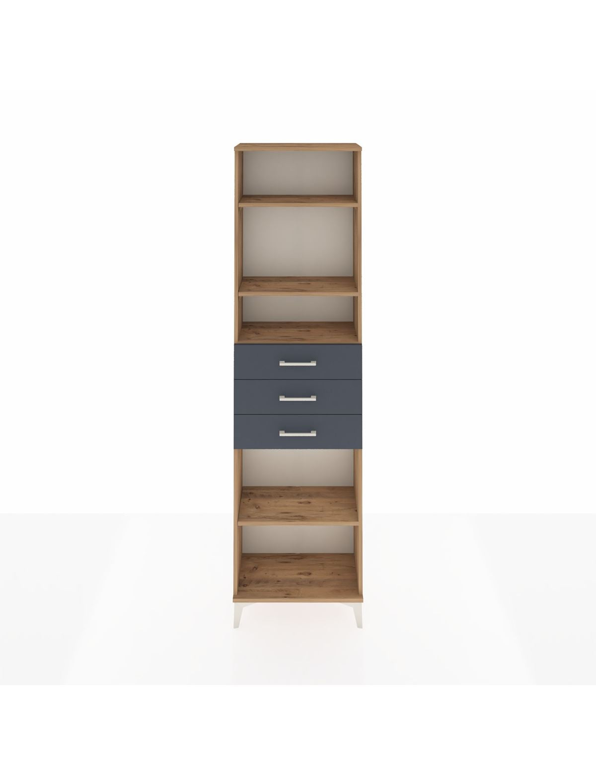 Arges Dolap 4 Raflı 3 Çekmeceli 60x30x221 Çam-Antrasit