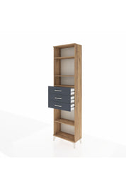 Arges Dolap 4 Raflı 3 Çekmeceli 60x30x221 Çam-Antrasit