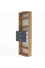 Arges Dolap 4 Raflı 3 Çekmeceli 60x30x221 Çam-Antrasit