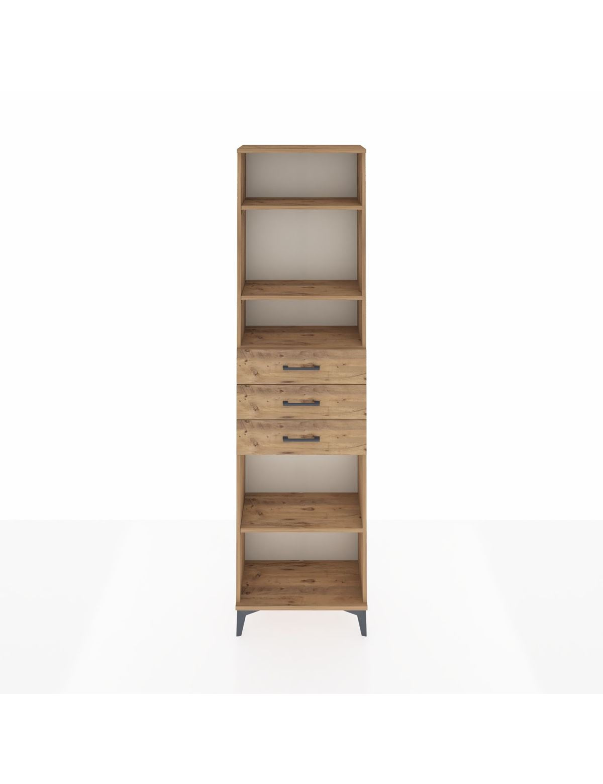 Arges Dolap 4 Raflı 3 Çekmeceli 60x30x221 Çam-Çam