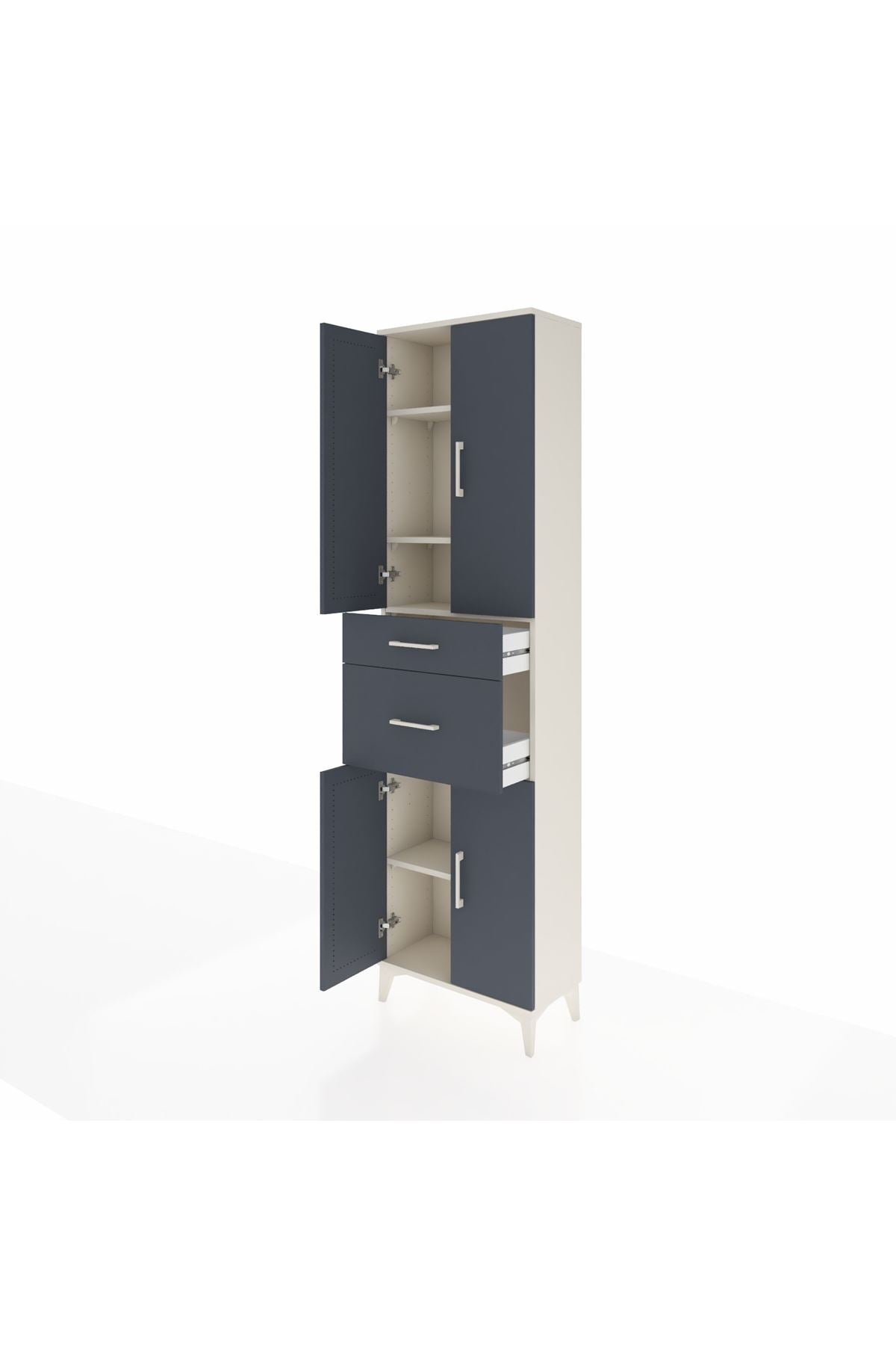 Arges Dolap 4 Raflı 2 Çekmeceli 4 Kapaklı 60x30x221 Aytaşı-Antrasit