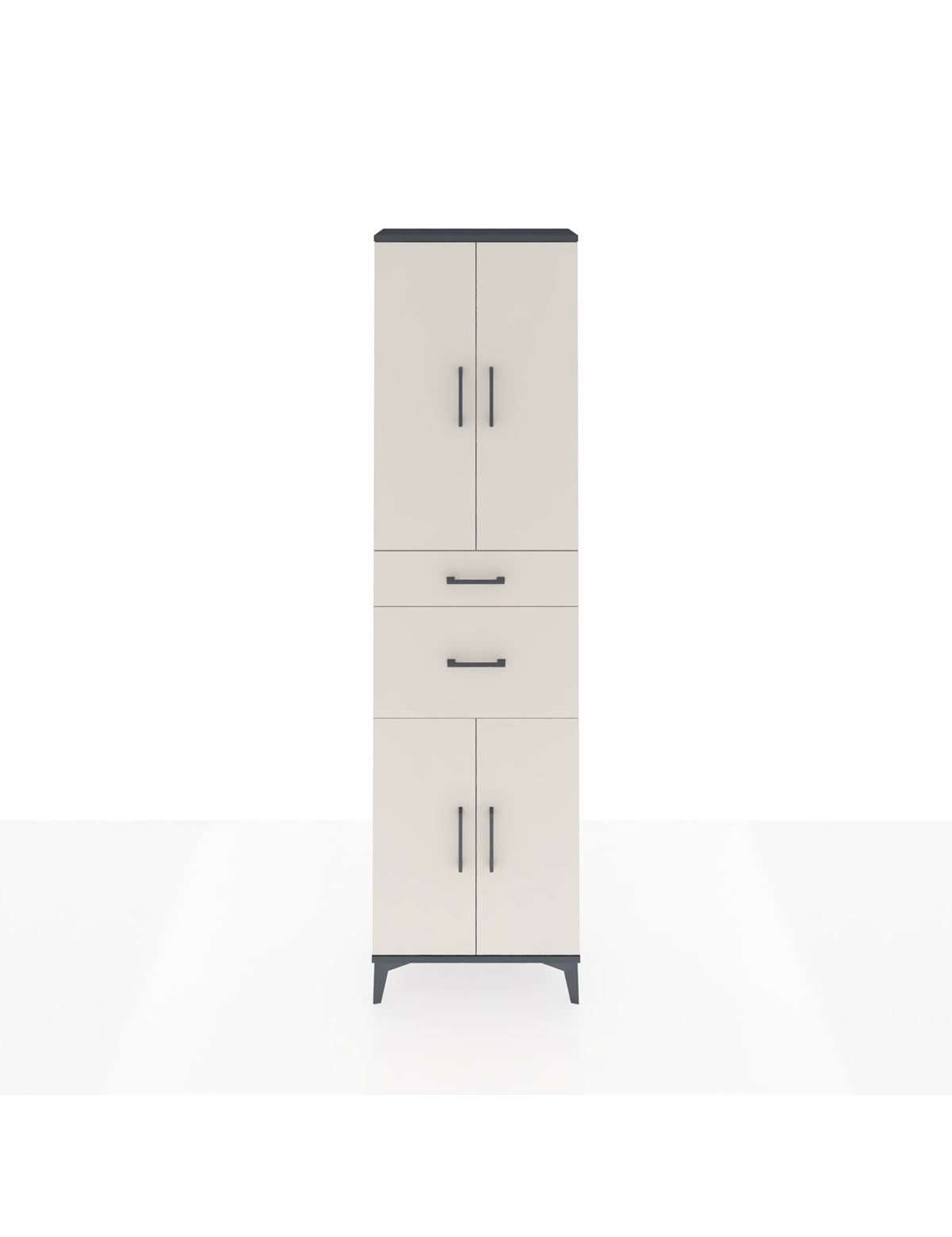 Arges Dolap 4 Raflı 2 Çekmeceli 4 Kapaklı 60x30x221 Antrasit-Aytaşı