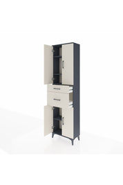 Arges Dolap 4 Raflı 2 Çekmeceli 4 Kapaklı 60x30x221 Antrasit-Aytaşı