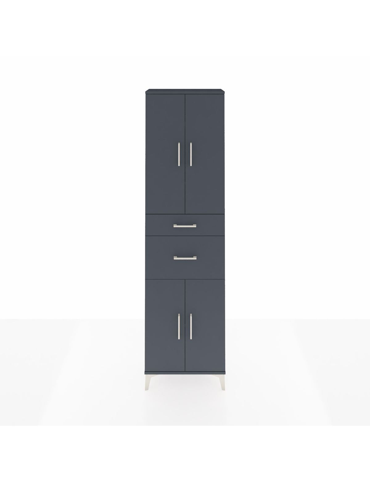 Arges Dolap 4 Raflı 2 Çekmeceli 4 Kapaklı 60x30x221 Antrasit-Antrasit